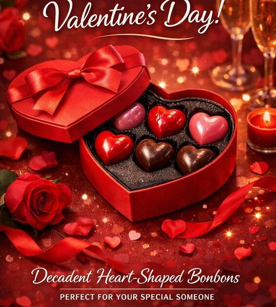 Decadent Heart Shaped Six Bonbons